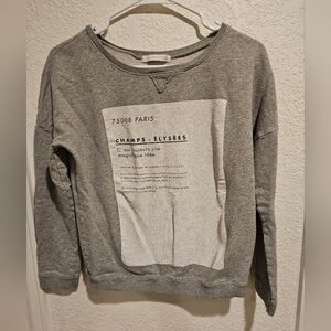 SHANA Heather Gray Grapic Champs-Elysees Top